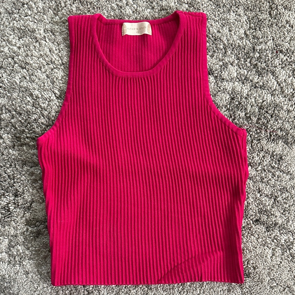 Altar'd State Vibrant Pink Ribbed Tank Top